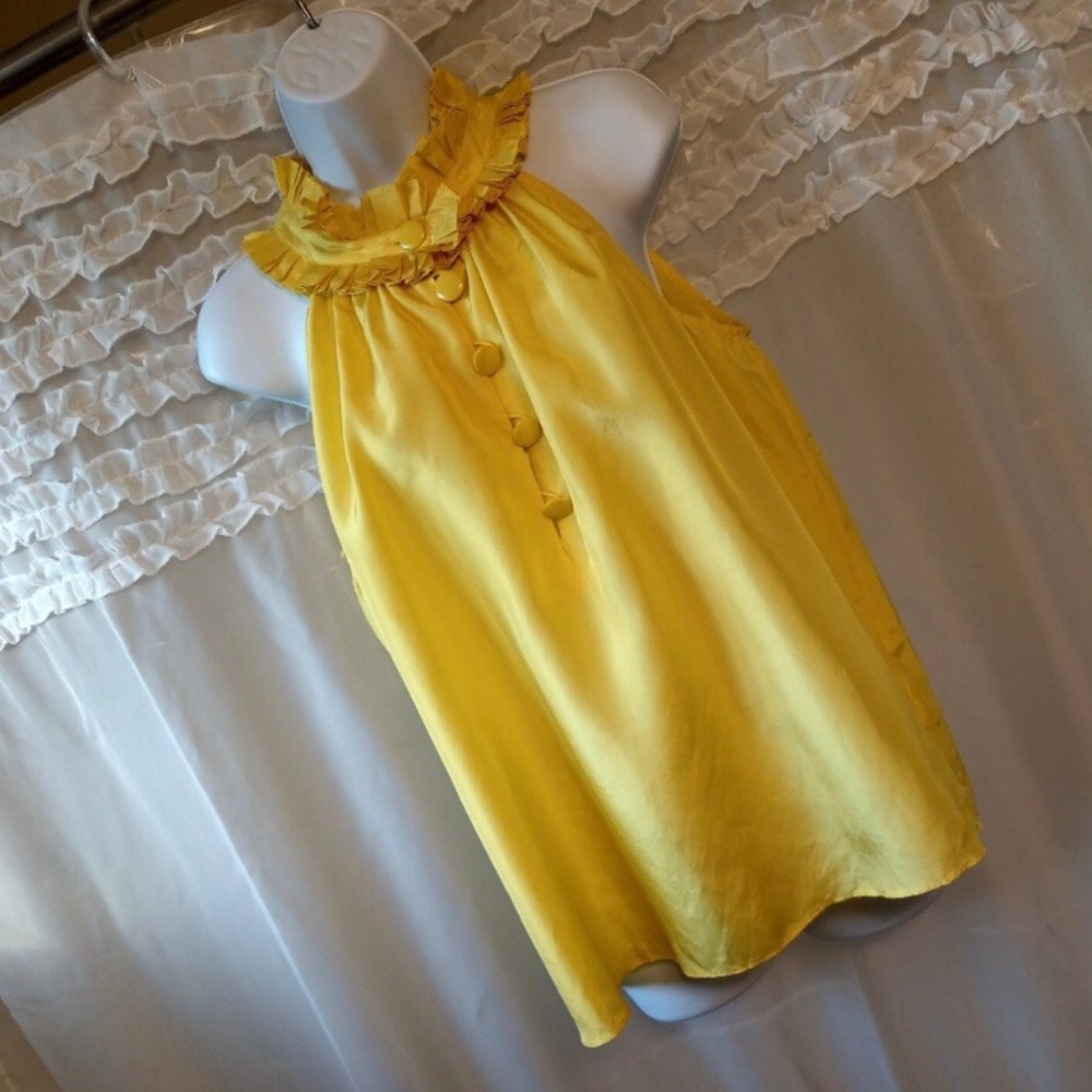 J Crew Yellow Ruffled Blouse